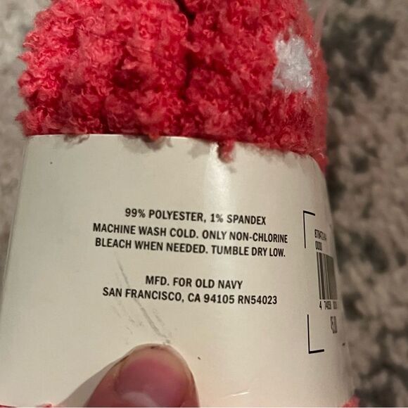 NWT Old Navy Pink Polka Dot Fuzzy Cozy Slipper Socks - Picture 3 of 3